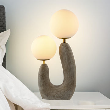 Oona 18" 2-Light Mid-Century Scandinavian Resin/Iron/Frosted Glass Cactus LED Table Lamp - JONATHAN Y